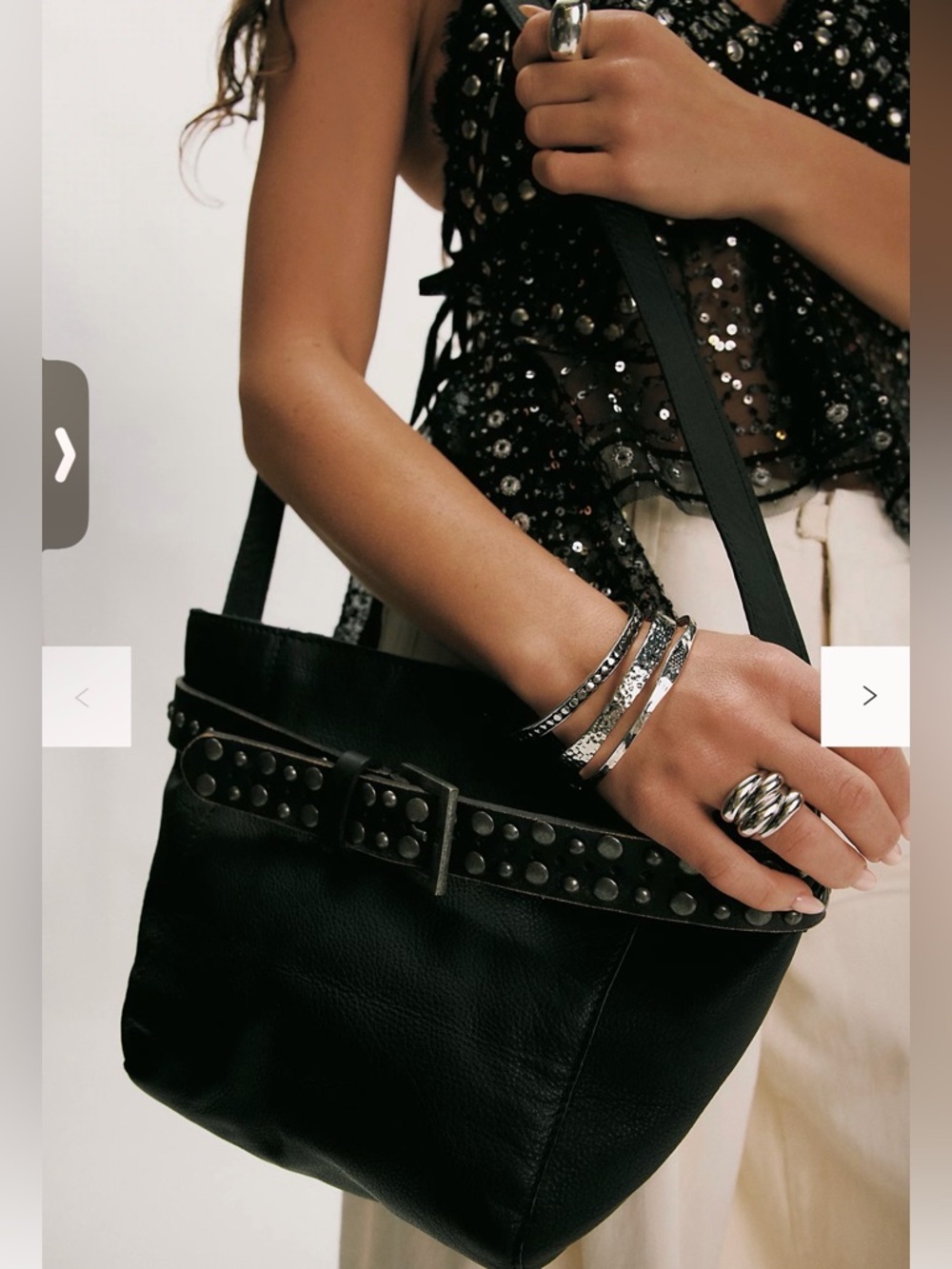Free People Embellished Belt Buckle Bag 🔥 100% Leather. Lining: 100% Cotton